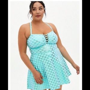 TORRID Mermaid Peplum Swim Dress (Long) Size 6 6X 30 32 W